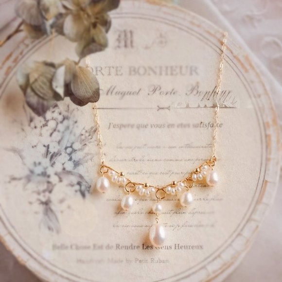 Pearl Jewelry - Handcrafted Genuine Freshwater Pearl Necklace Victoria Style Layered Necklace